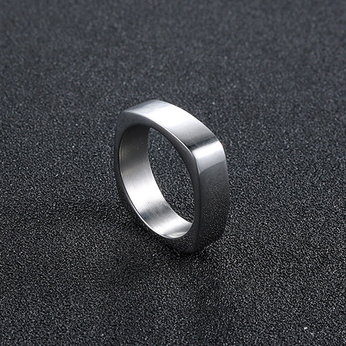 Sleek Titanium Steel Square Ring for Men – Modern European and American Fashion Jewelry