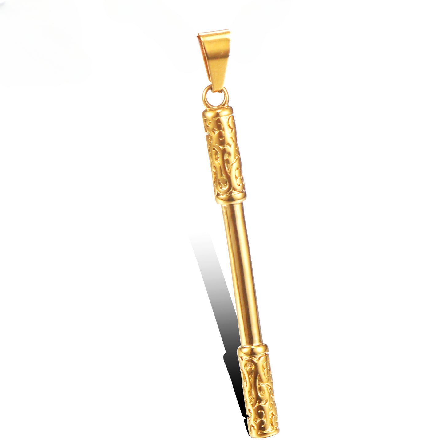 Wukong-Inspired Men's Titanium Steel Pendant with Golden Cudgel Design