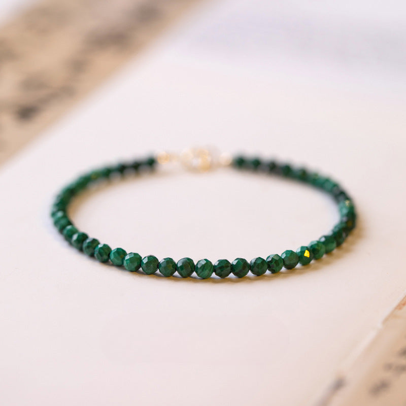 Captivating 3mm Malachite Green Crystal Bracelet for Women