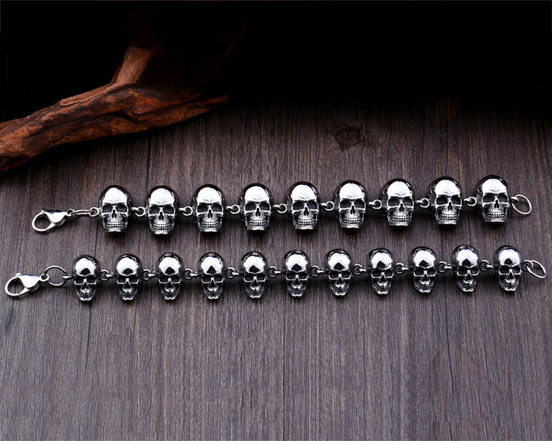 Punk-Inspired Titanium Steel Skull Bracelet for Men - Retro and Personalized Wholesale Accessory