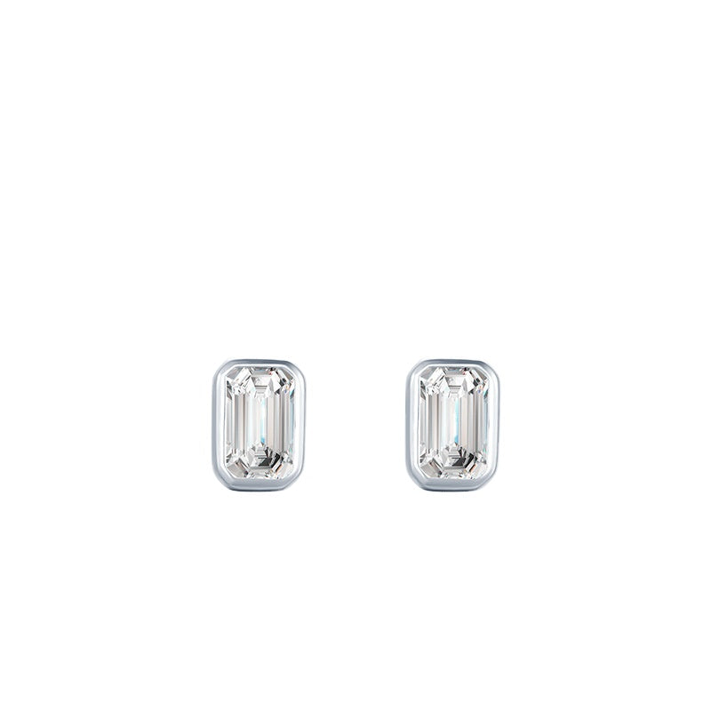 Elegant S925 Sterling Silver Rectangular Zircon Stud Earrings