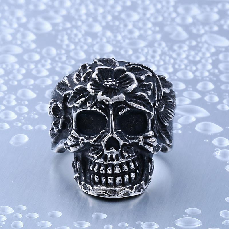 Titanium Steel Skull Ring for Men - Non-Mainstream Punk Hipster Wide Design, Available in Sizes 7-13