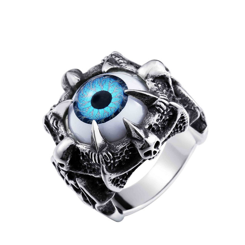 Personalized Men's Titanium Steel Death Demon Eye Ring - European and American Style