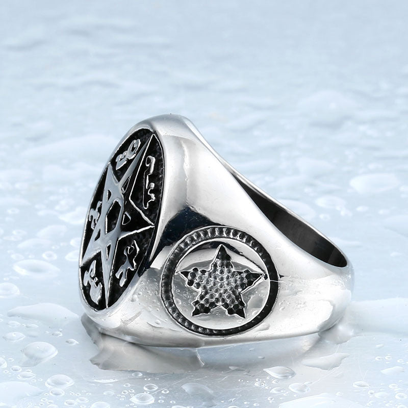 Titanium Steel Men's Dominating Star Ring - Personalized Nightclub Jewelry