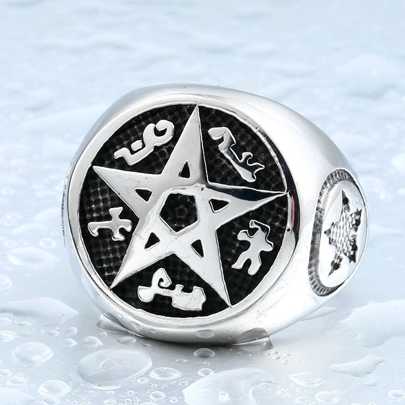 Titanium Steel Men's Dominating Star Ring - Personalized Nightclub Jewelry