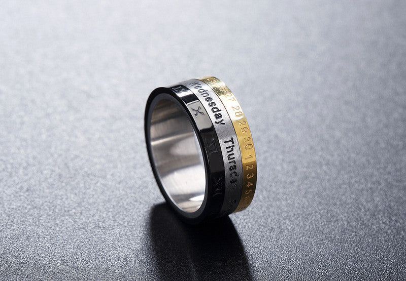 European and American Gold Men's Titanium Steel Ring