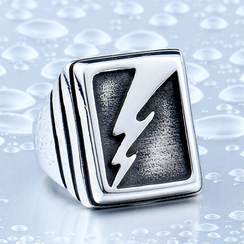 Men's Trendy Goro Takahashi Lightning Ring - Japanese and Korean Wholesale Jewelry in Titanium Steel