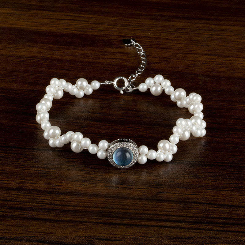 Exquisite Aquamarine, Silver, and Pearl Bracelet for Sophisticated Women