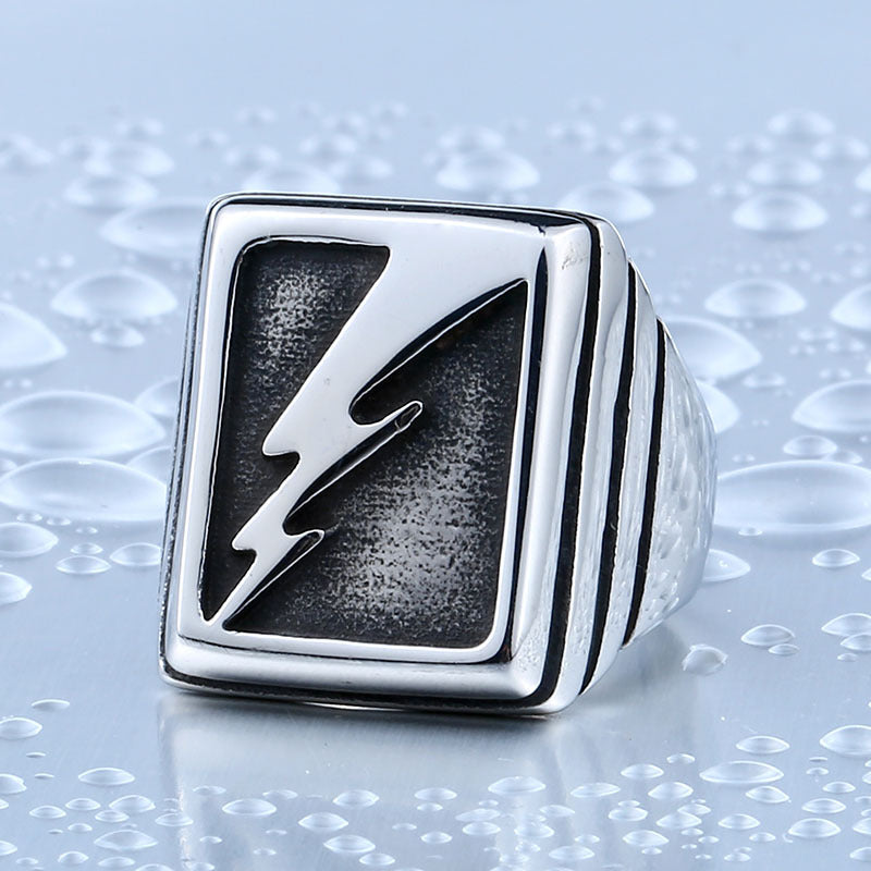 Men's Trendy Goro Takahashi Lightning Ring - Japanese and Korean Wholesale Jewelry in Titanium Steel