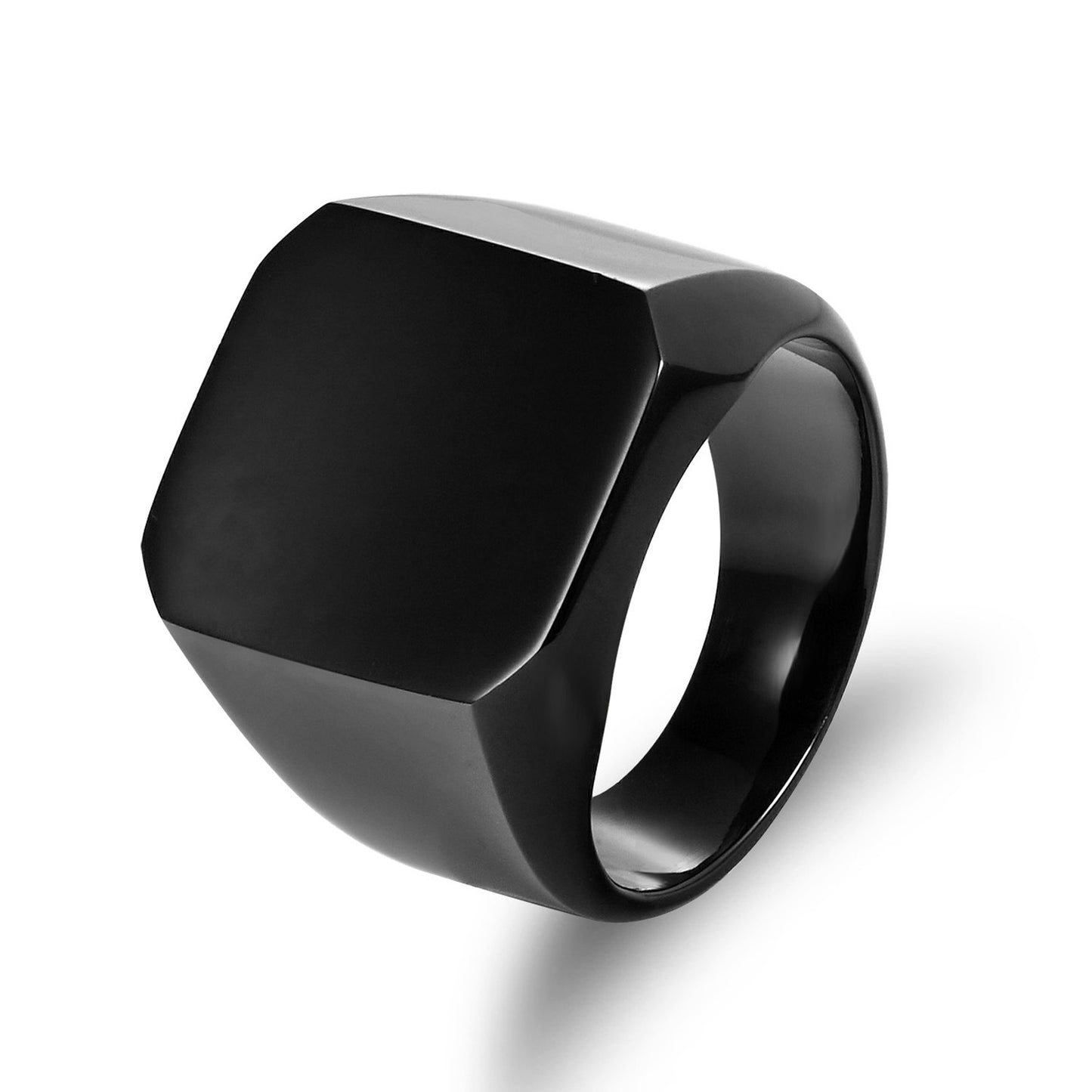 Men's Simple Personality Titanium Steel Square Ring - European and American Style Wholesale Jewelry