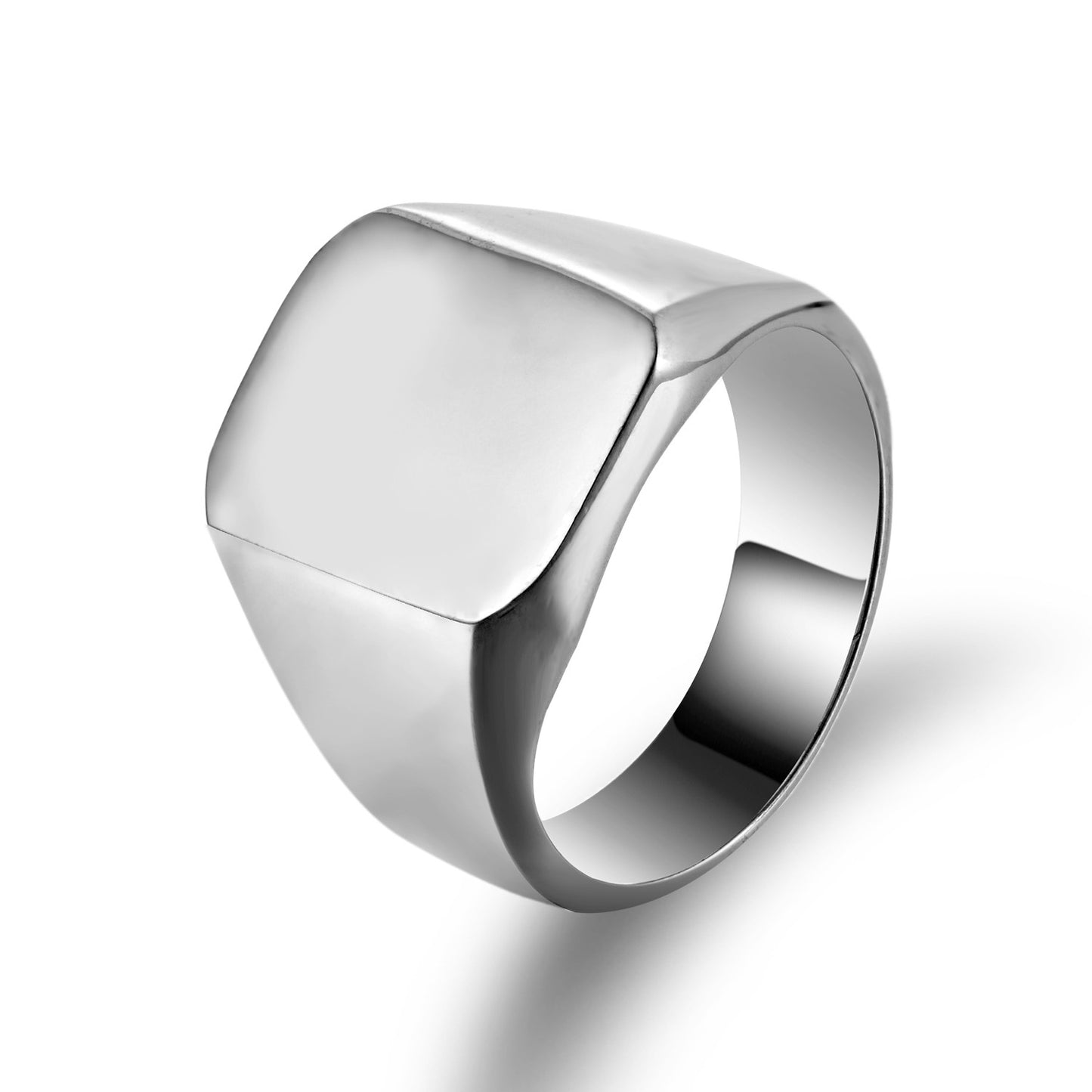 Men's Simple Personality Titanium Steel Square Ring - European and American Style Wholesale Jewelry