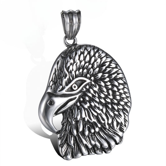 Dominant Retro Men's Titanium Steel Eagle Head Pendant - European and American Fashion