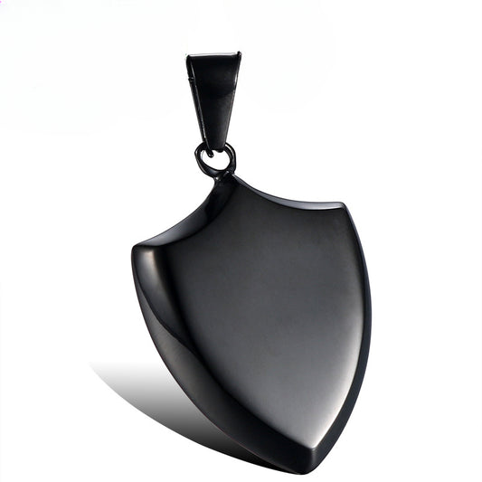 Trendy Titanium Steel Triangular Shield Pendant for Men - Fashionable Necklace for Boys from Europe, America, Japan, and South Korea