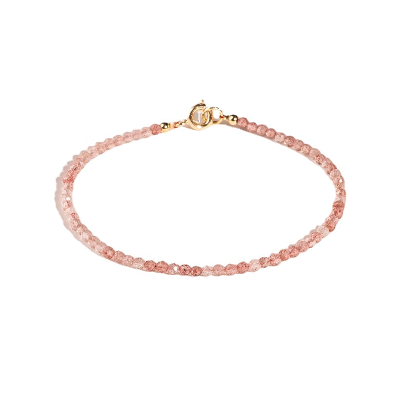 Pink Crystal Fortune Bracelet with Sterling Silver Needle