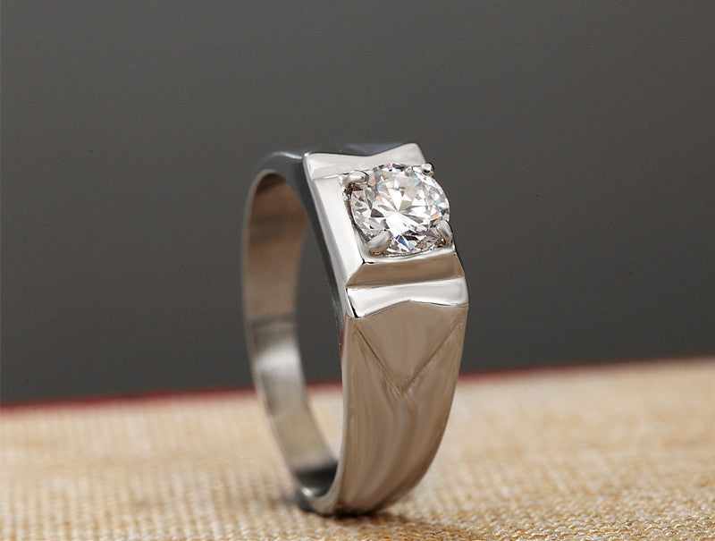 Everyday Genie Titanium Steel Ring with Zircon for Men's Wedding