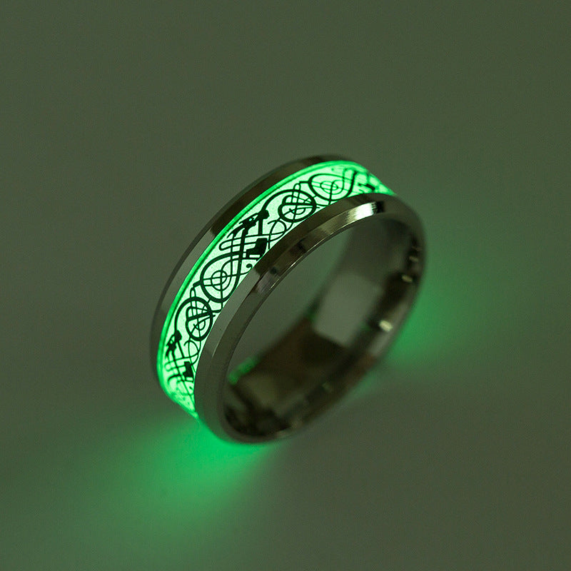 Luminous Dragon Pattern Rings - Wholesale Titanium Steel Jewelry for Men