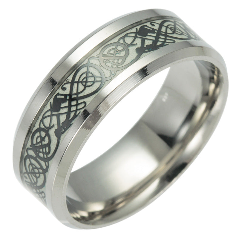 Luminous Dragon Pattern Rings - Wholesale Titanium Steel Jewelry for Men