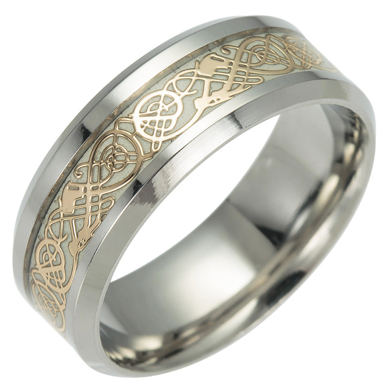 Luminous Dragon Pattern Rings - Wholesale Titanium Steel Jewelry for Men