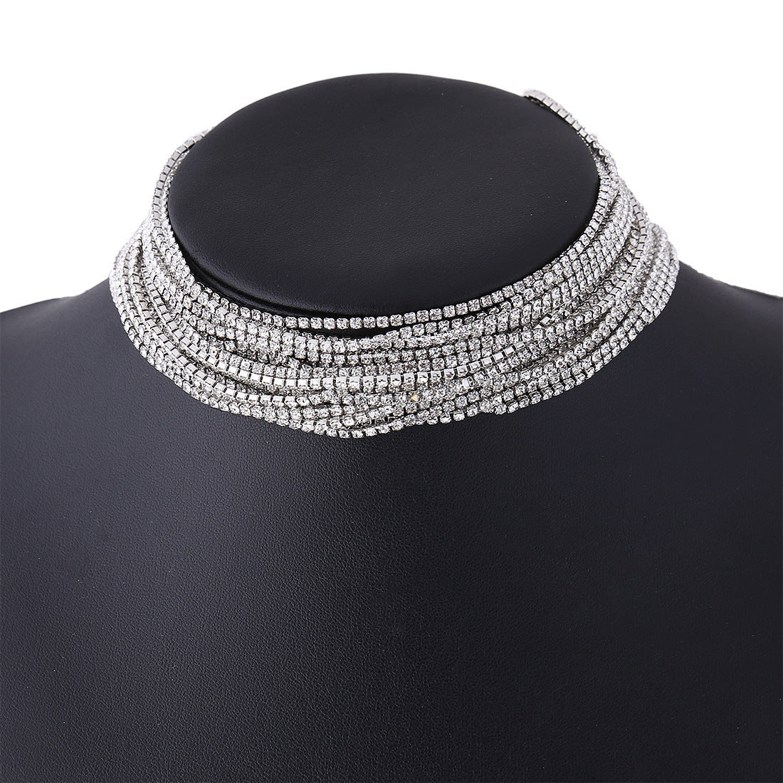 Rhinestone-embellished Multi-layer Choker Necklace for Stylish Women