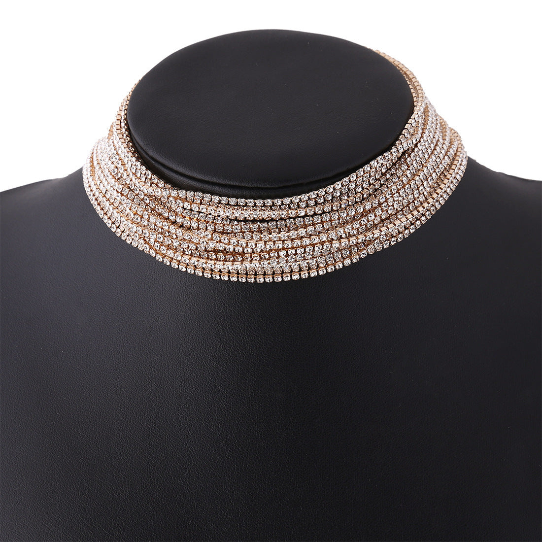 Rhinestone-embellished Multi-layer Choker Necklace for Stylish Women