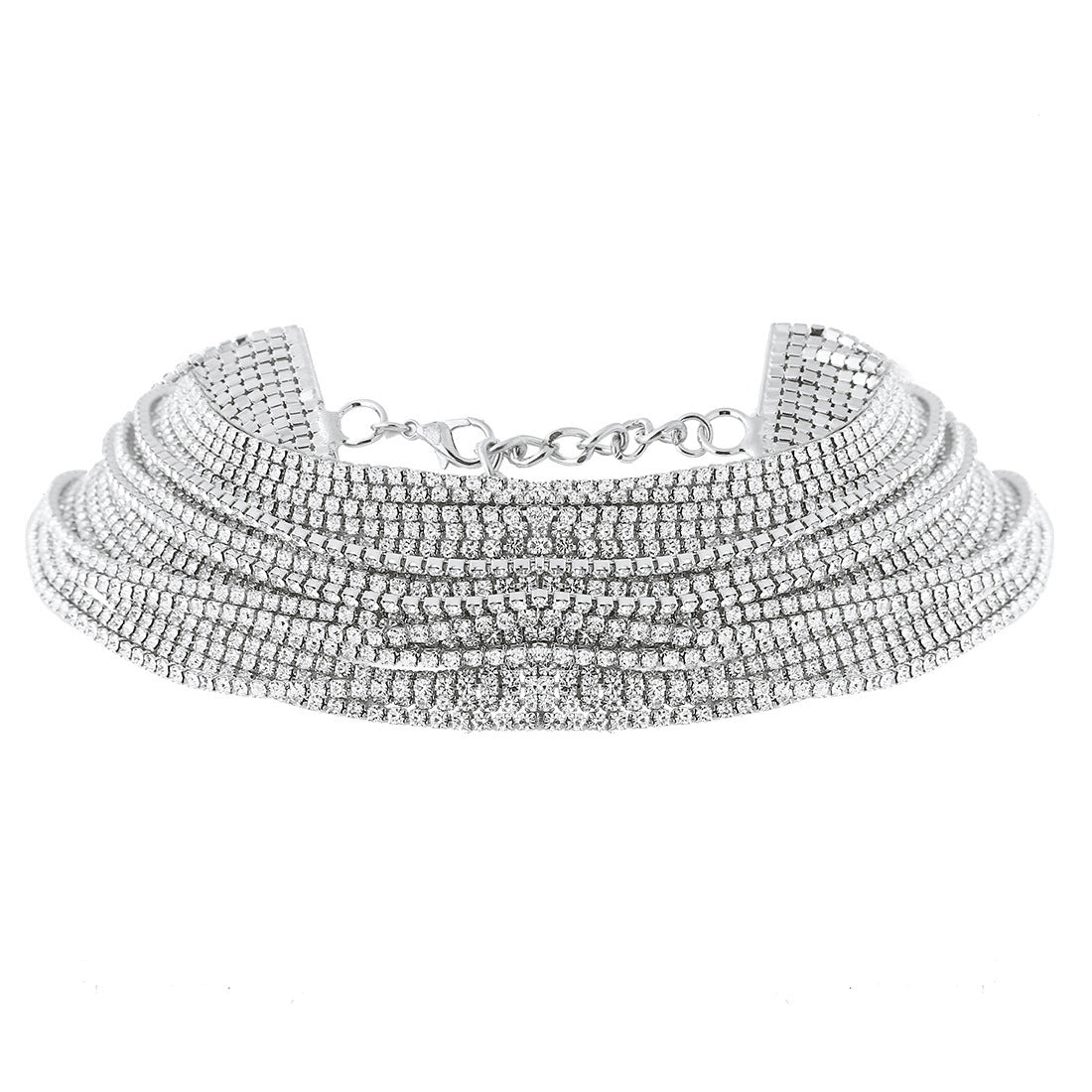 Rhinestone-embellished Multi-layer Choker Necklace for Stylish Women