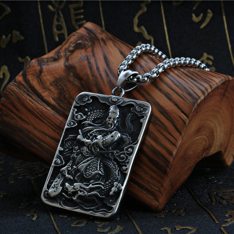 Men's Ethnic Style Guan Gong Pendant in Titanium Steel - Statement Jewelry Collection