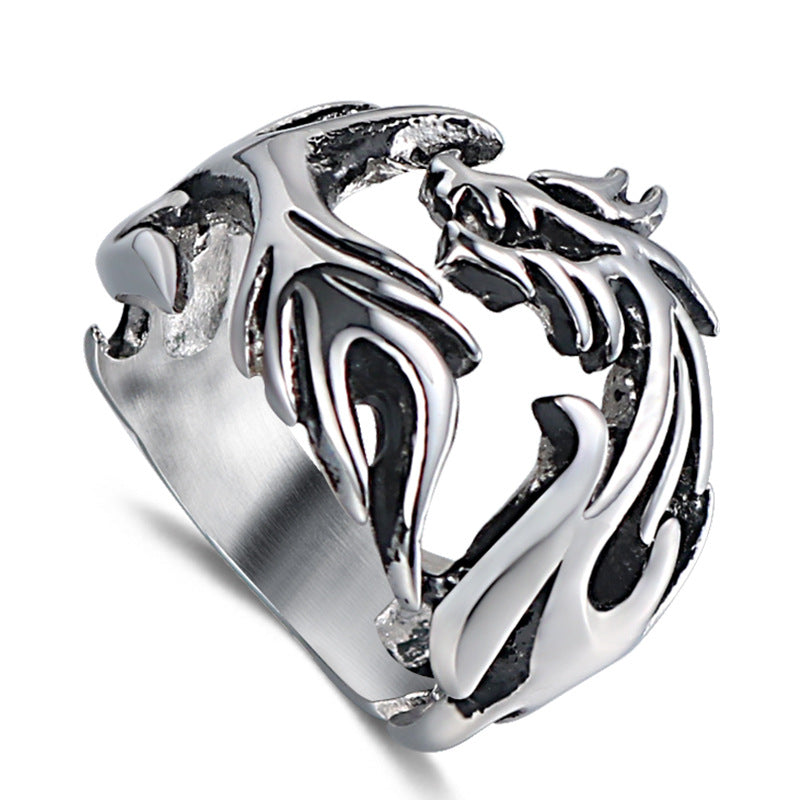 Trendy Retro Men's Dragon Ring in Titanium Steel - Fashionable Domineering Design