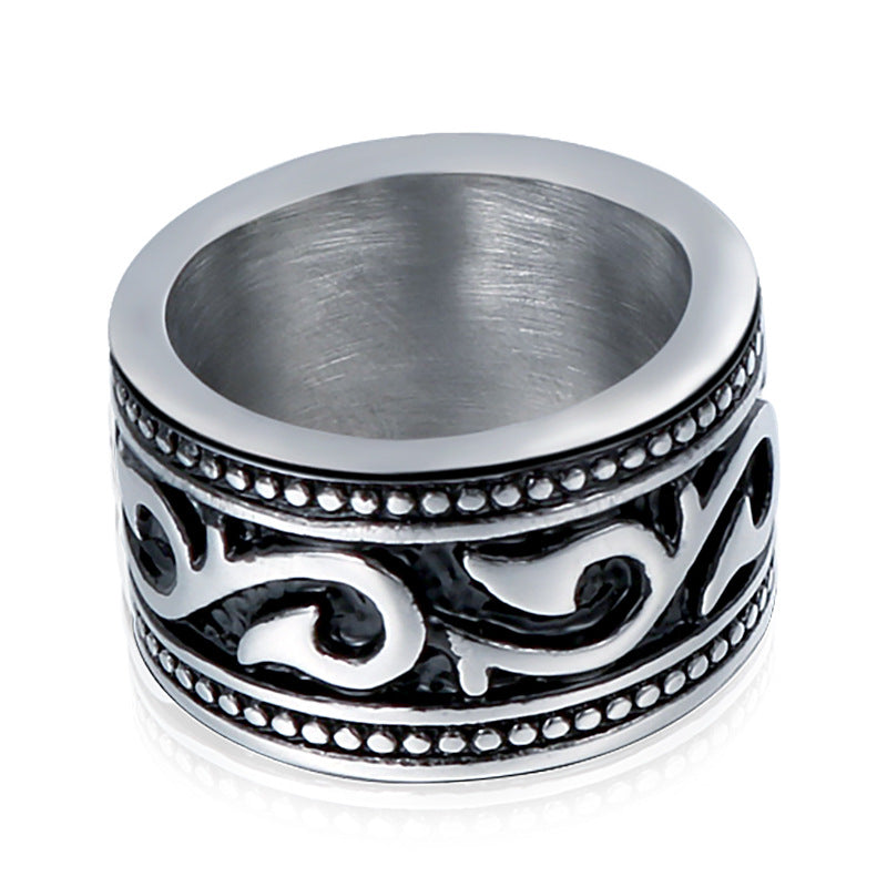 Stylish Titanium Steel Ring with Unique Vine Leaf Design for Men - Retro-Inspired Jewelry