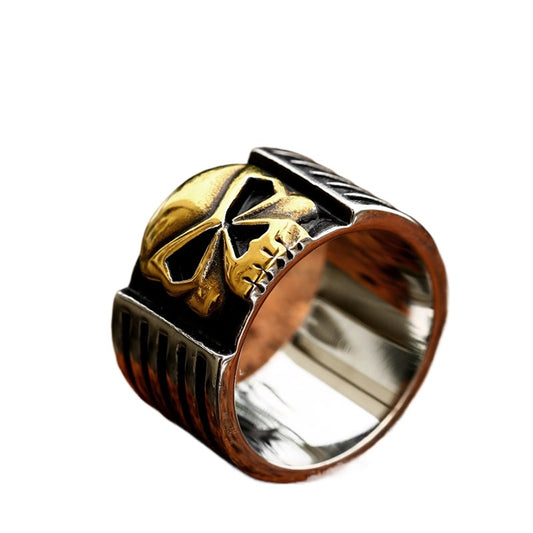 Punk-Inspired Titanium Steel Skull Ring for Men - Retro Ghost Head Design