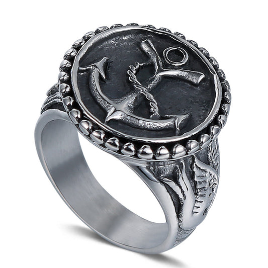 Trendy Retro Punk Titanium Steel Ring for Men - European and American Fashion Statement Jewelry