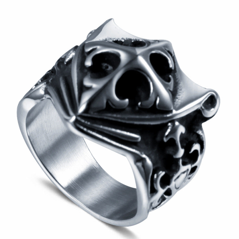 Retro Military Cross Ring - Personalized Titanium Steel Punk Ring for Men