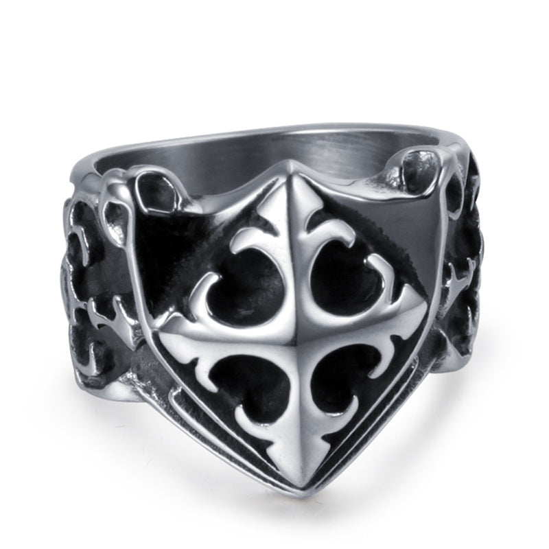 Retro Military Cross Ring - Personalized Titanium Steel Punk Ring for Men