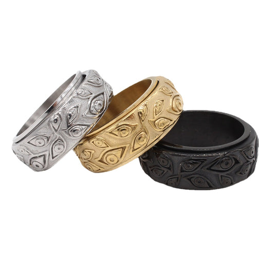 Everyday Genie Titanium Pharaoh Ring with Omniscient Man Design