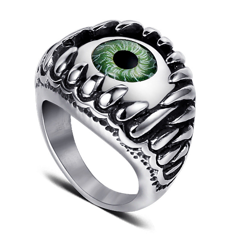 Bold Dominance: European and American Devil's Eye Titanium Steel Ring for Men