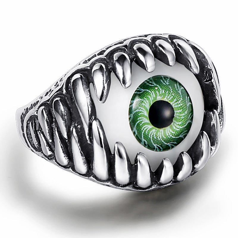 Bold Dominance: European and American Devil's Eye Titanium Steel Ring for Men