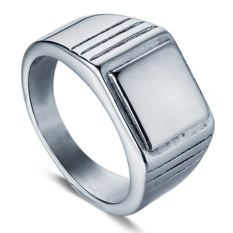 Stylish Personalized Titanium Steel Ring for Men - Simple Smooth Design Size 9-13