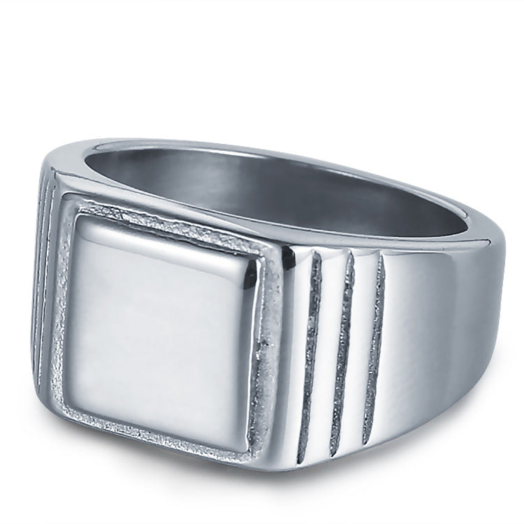 Stylish Personalized Titanium Steel Ring for Men - Simple Smooth Design Size 9-13