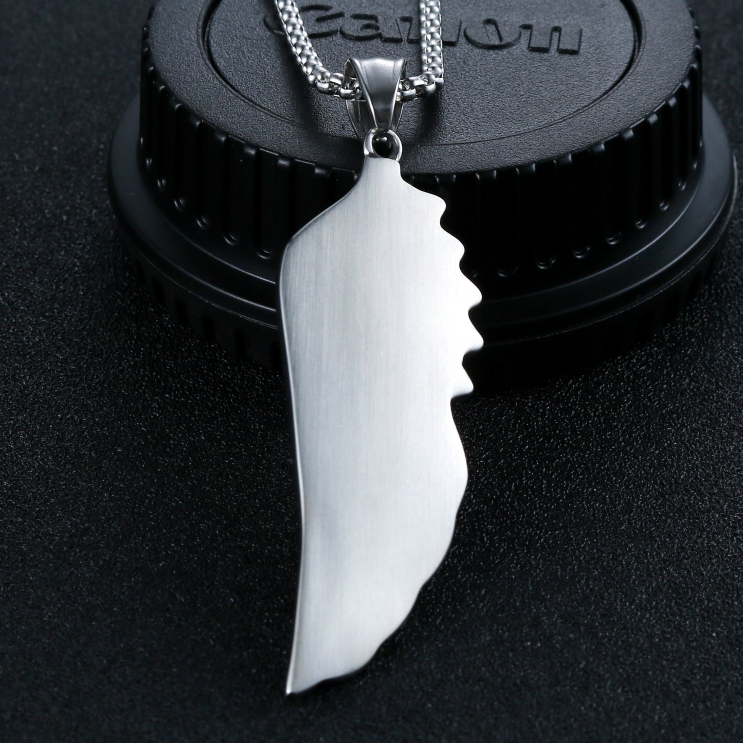 Feather-Inspired Titanium Steel Men's Pendant - Retro European and American Fashion Jewelry