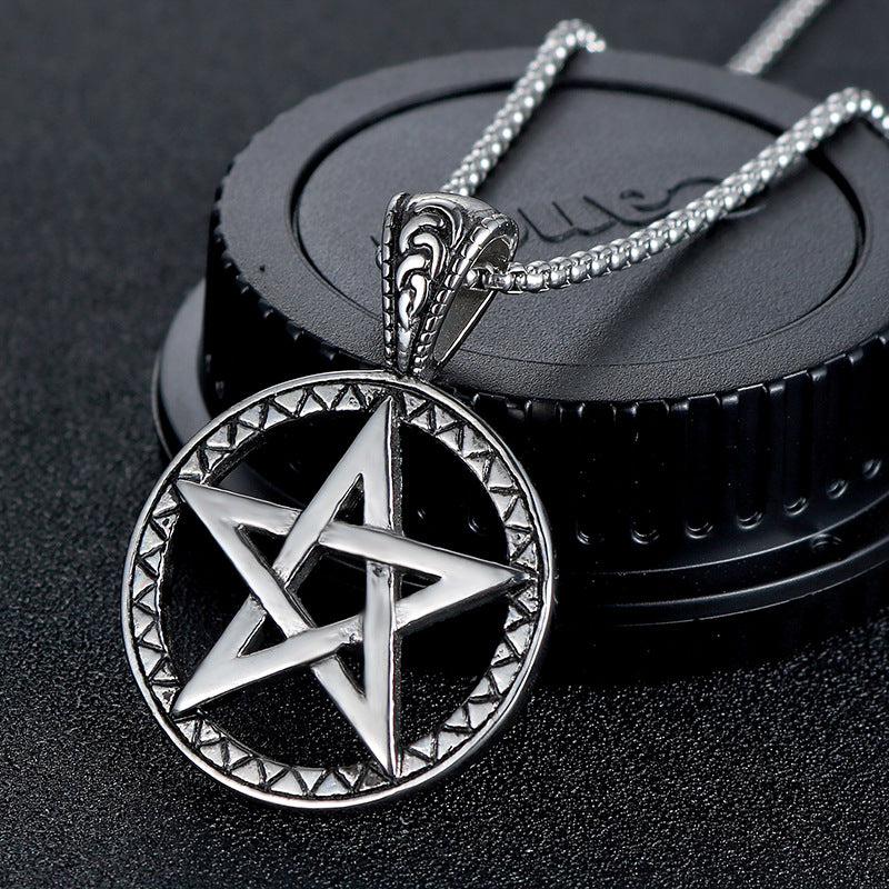 Trendy Men's Hollow Star Pendant Jewelry in Titanium Steel - Korean Fashion Design