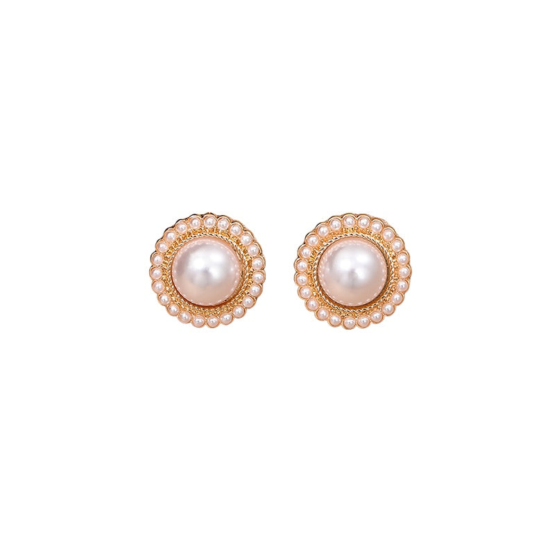 Elegant Metal Imitation Pearl Stud Earrings by Planderful Vienna Verve Collection