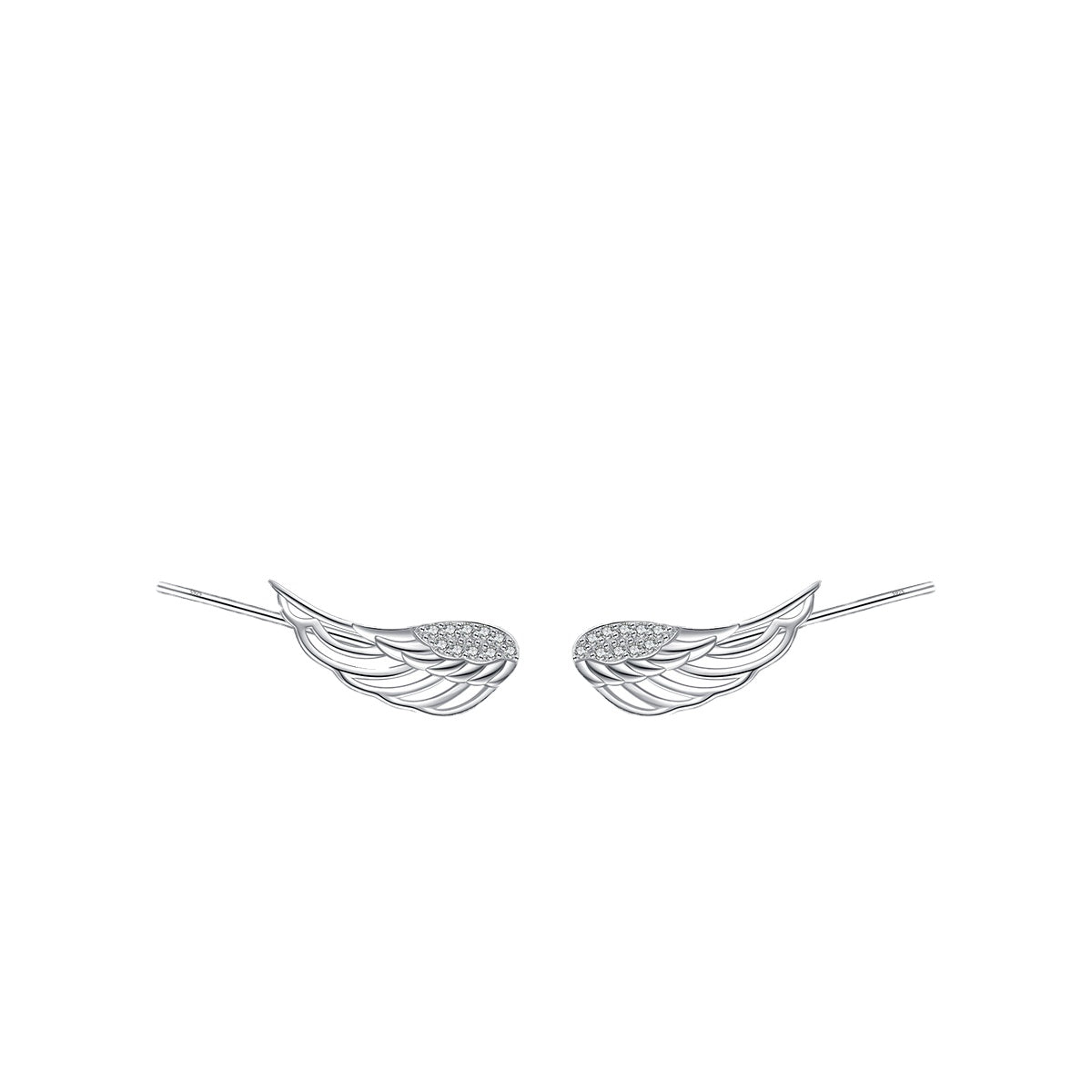 S925 Pure Silver Micro Inlaid Angel Wings Ear Clip for Women