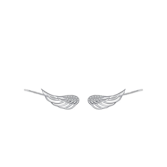 S925 Pure Silver Micro Inlaid Angel Wings Ear Clip for Women