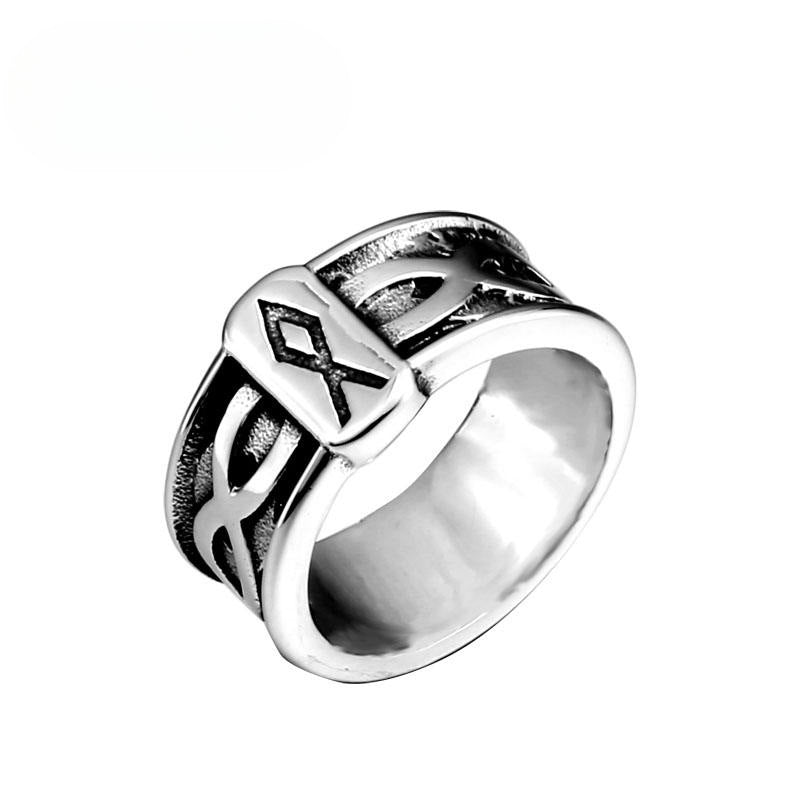 Vintage Viking-Inspired Titanium Steel Ring for Men - Stylish and Simple Stainless Steel Design, Sizes 8-13 Available