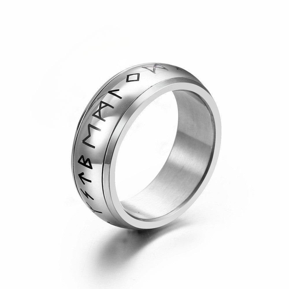 Contemporary Titanium Steel Men's Ring with Symbolic Letters - Trendy and Stylish Jewelry from Japan and South Korea