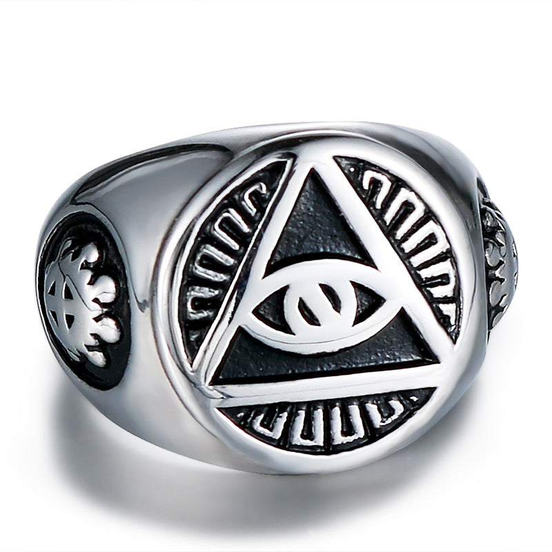 Trendy Titanium Steel Devil's Eye Ring for Men - European and American Fashion Statement