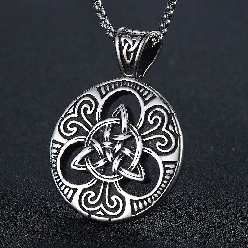 Personalized Celtic Knot Titanium Steel Pendant for Men - Retro European and American Style Jewelry