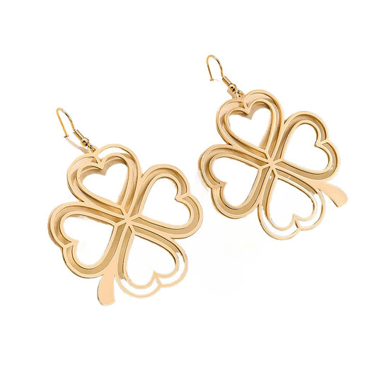 Exaggerated Four Leaf Clover Line Earrings - Vienna Verve Collection