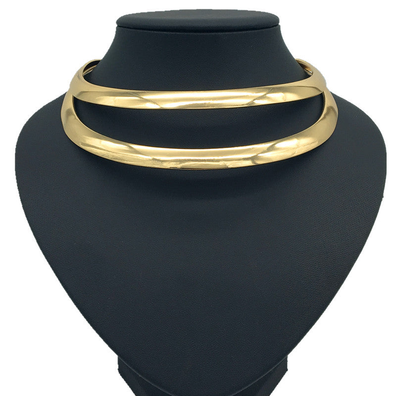 Punk Exaggerated Hollow Metal Collar Necklace by Planderful	Collection