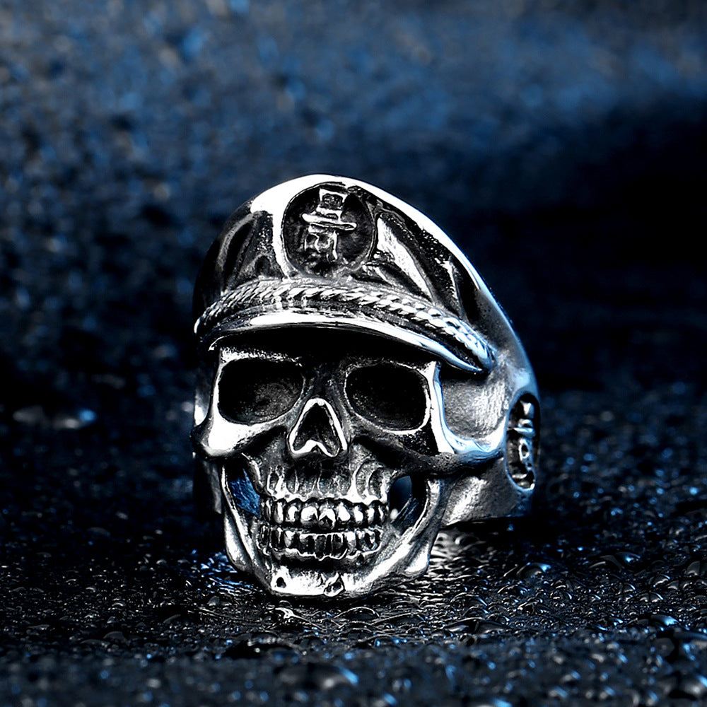 Men's Titanium Steel Skull Ring - Customizable Punk Jewelry for Bold Style, Sizes 7-13