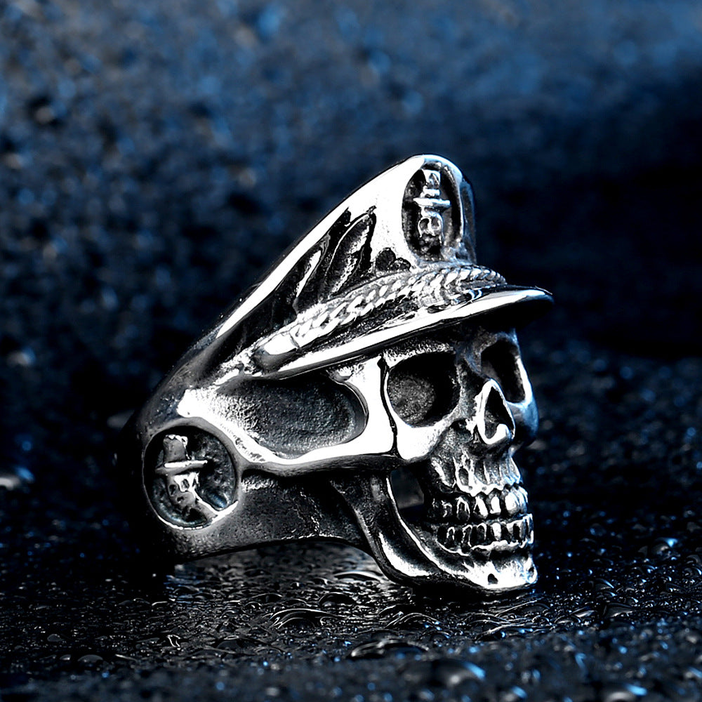 Men's Titanium Steel Skull Ring - Customizable Punk Jewelry for Bold Style, Sizes 7-13